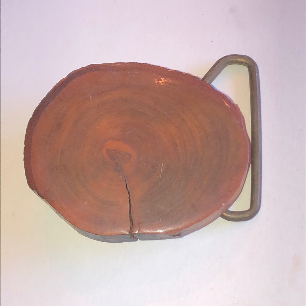 Vintage Wood Slice Belt Buckle in Warm Brown